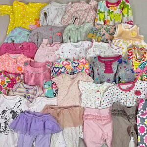 Baby Girl Bundle 6 Months 30 Piece Lot Clothes PJs Bodysuits Dresses Assorted